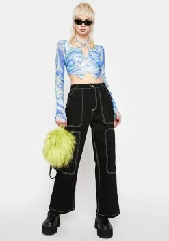 BY DYLN Black Cooper Wide Leg Jeans Trousers