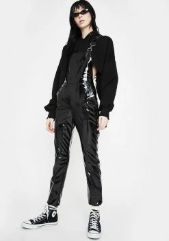 Jawbreaker Black Vinyl Overalls Jumpsuits & Rompers