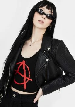 Jawbreaker Anarchy Studded Crop Tank Tops