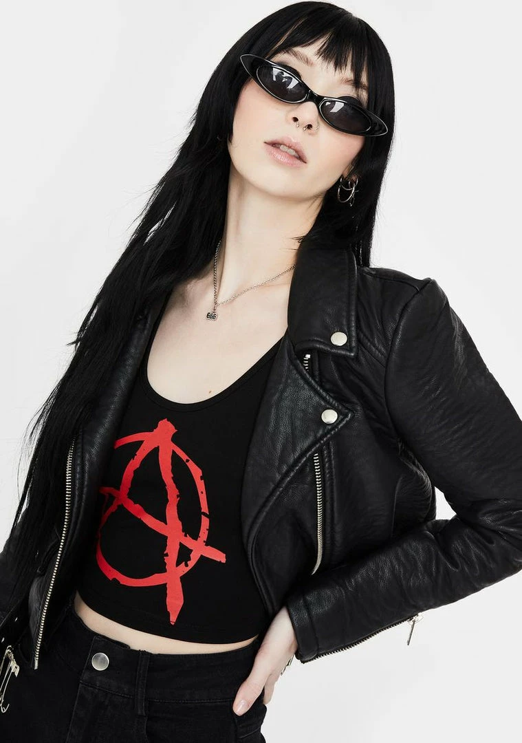 Jawbreaker Anarchy Studded Crop Tank Tops