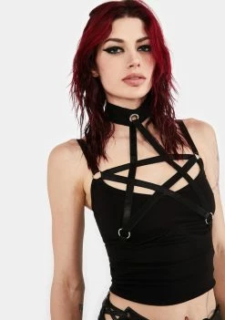 Jawbreaker Tops Pentagram Strappy Top