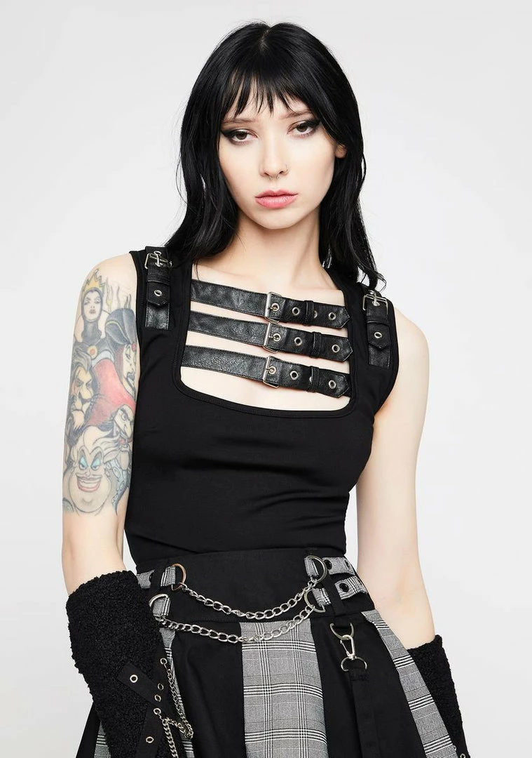 Jawbreaker Cropped Straps Buckle Top