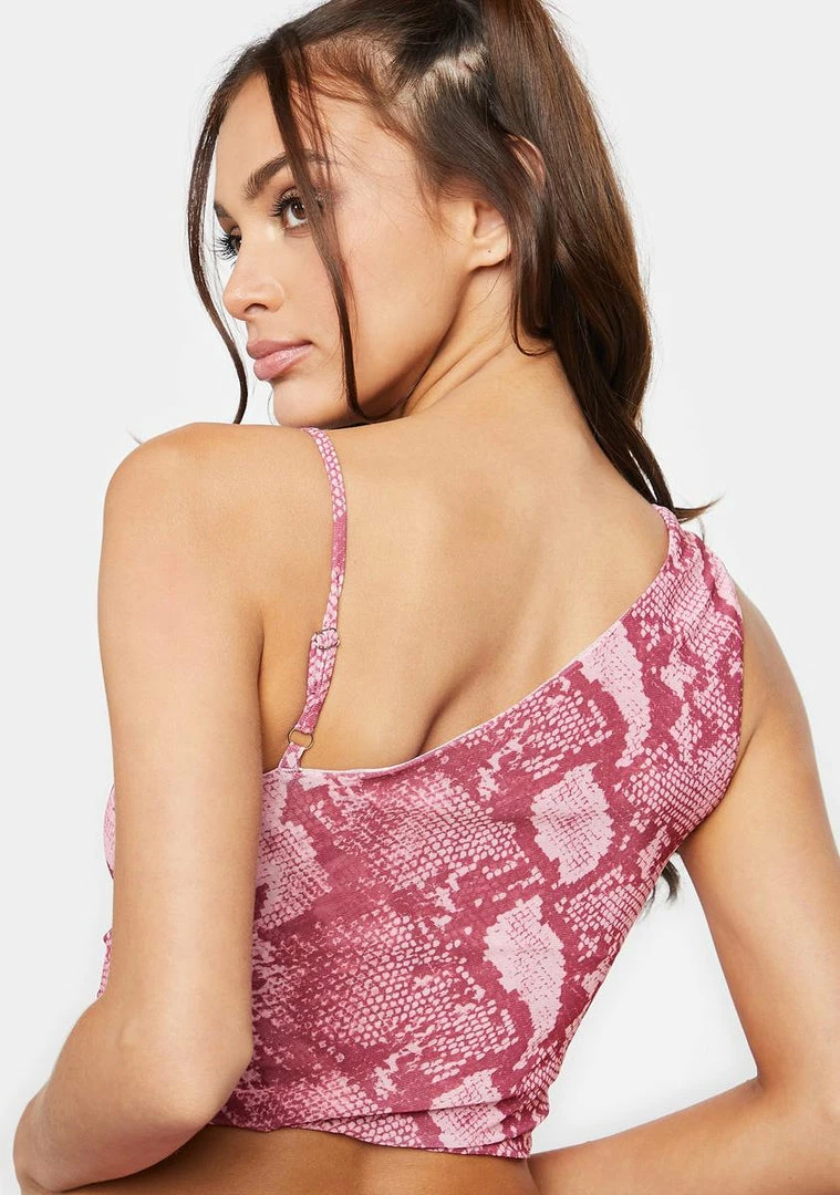 Best Sale 💯 BY DYLN Pink Snake Vayda Crop Top 😀 4 BY DYLN Pink Snake Vayda Crop Top