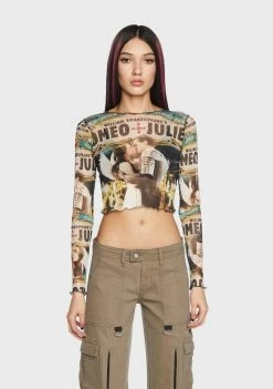 Basic Pleasure Mode Capulet Mesh Crop Top