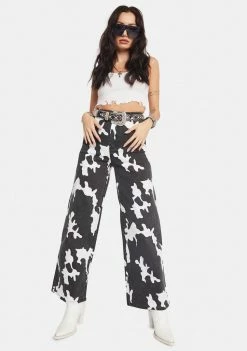New 😀 BY DYLN Bottoms Remi Cow Print Wide Leg 👖 Jeans ✔️ 6 BY DYLN Bottoms Remi Cow Print Wide Leg Jeans