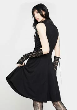 Jawbreaker Bat Collar Flare Dress