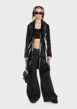 BY DYLN Larsa Patent Trench Coat