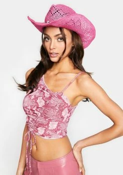 BY DYLN Pink Snake Vayda Crop Top