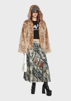 Basic Pleasure Mode Tundra Hooded Faux Fur Jacket