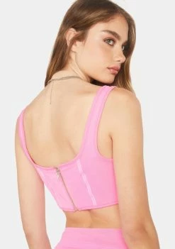 BY DYLN Pink Blair Corset Top Tops