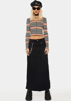 Basic Pleasure Mode Long Sleeve Crop Top Bella Striped Long Sleeve Tee