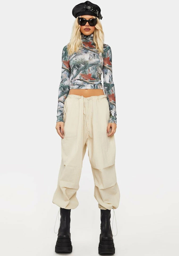 Basic Pleasure Mode Tops Hunter High Neck Long Sleeve Top