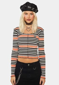 Basic Pleasure Mode Long Sleeve Crop Top Bella Striped Long Sleeve Tee