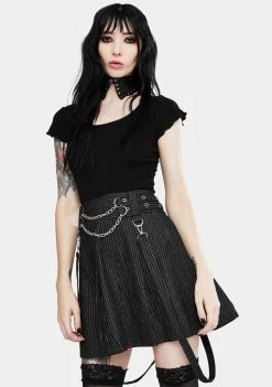 Jawbreaker Bottoms Manson Pinstripe Suspender Skirt