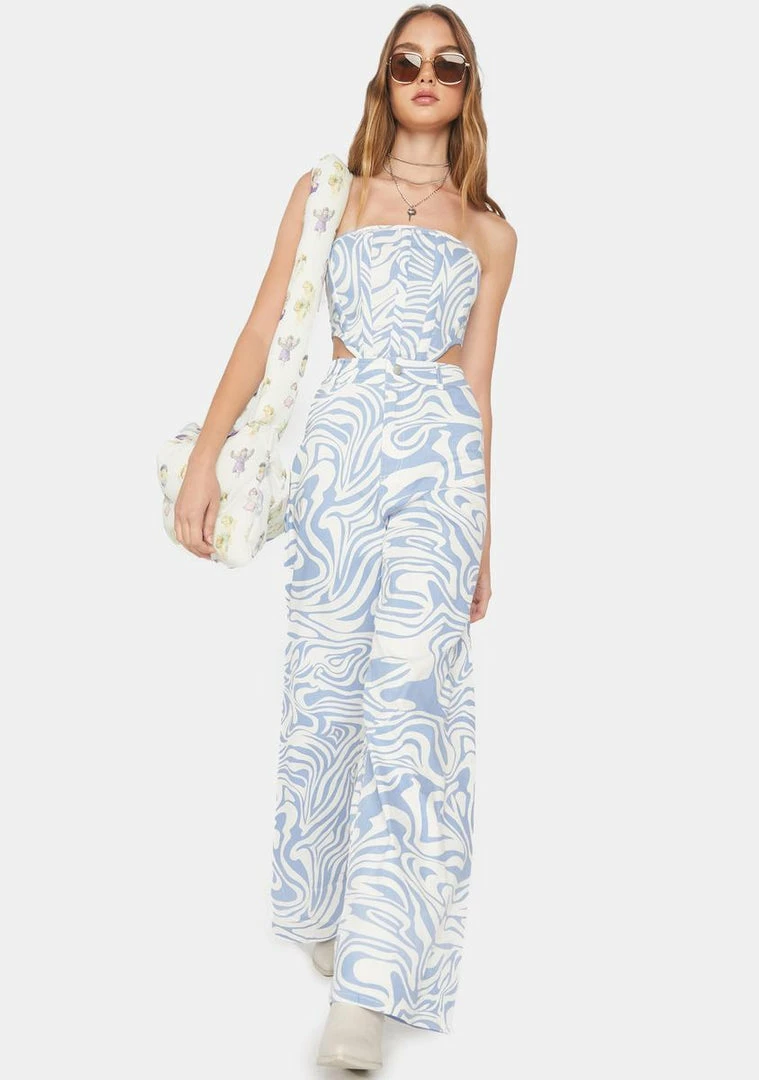 BY DYLN Swirl Ivan Wide Leg Jeans