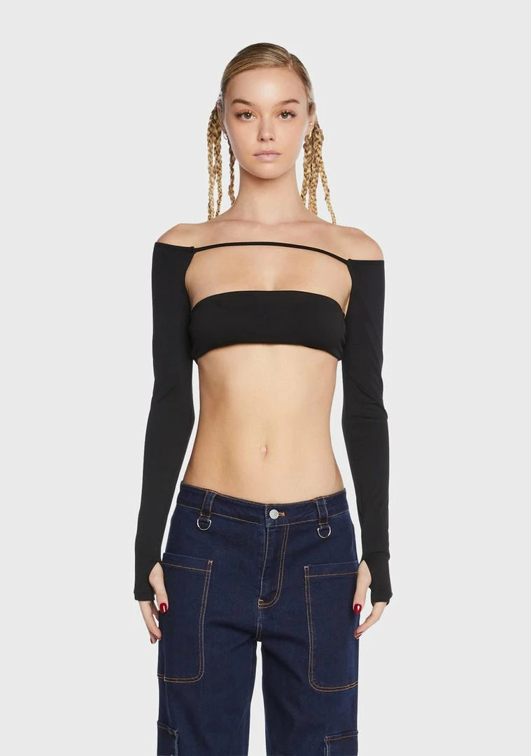 BY DYLN Off The Shoulder Crop Top Baldwin Long Sleeve Top
