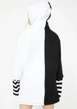 Jawbreaker Oversized Skeleton Rib Two-Tone Hoodie Tops