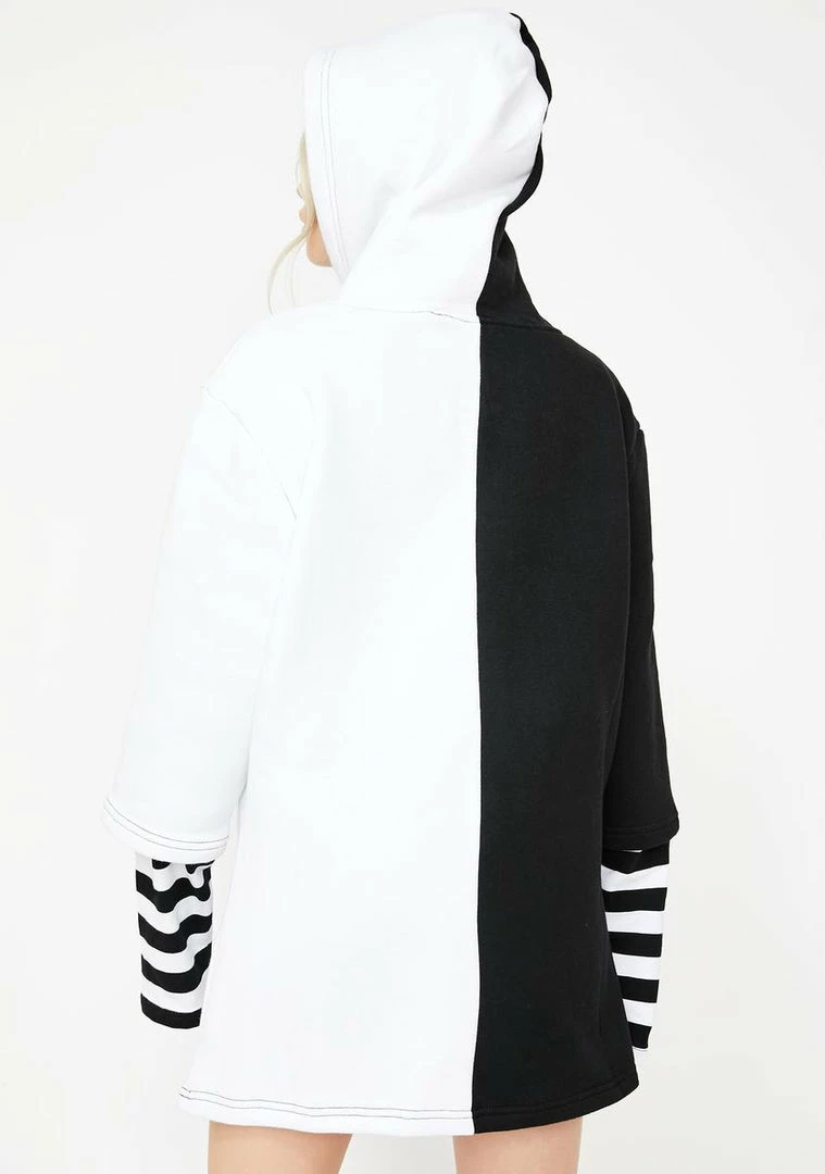 Jawbreaker Oversized Skeleton Rib Two-Tone Hoodie Tops
