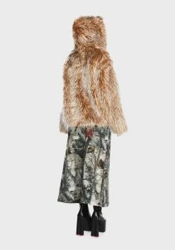 Basic Pleasure Mode Tundra Hooded Faux Fur Jacket