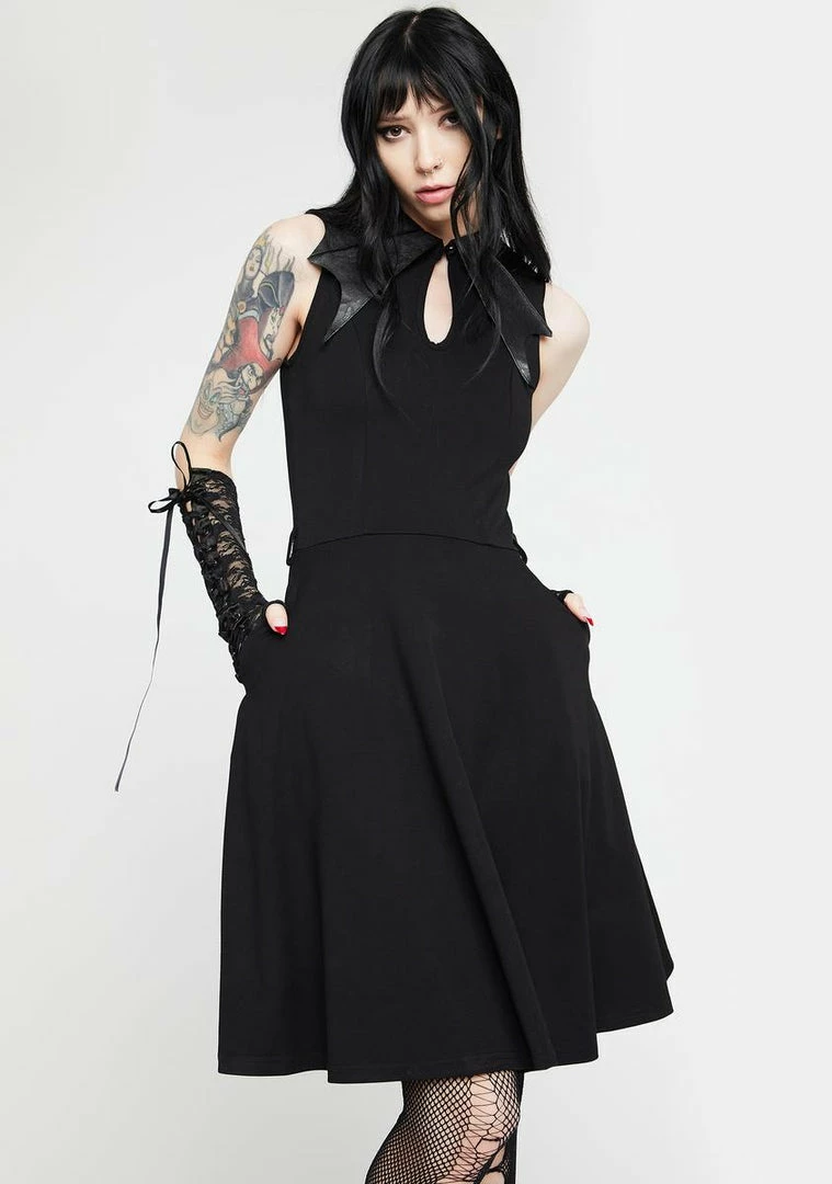 Jawbreaker Bat Collar Flare Dress