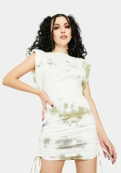BY DYLN Dresses Khaki Tie Dye Miles Mini Dress