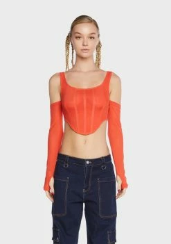 BY DYLN Orange Aria Corset Top