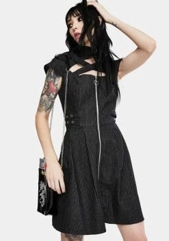 Jawbreaker Manson Pinstripe Skater Dress