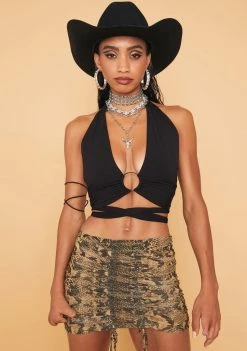 BY DYLN Bottoms Viper Ruched Mini Skirt