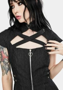 Jawbreaker Manson Pinstripe Skater Dress