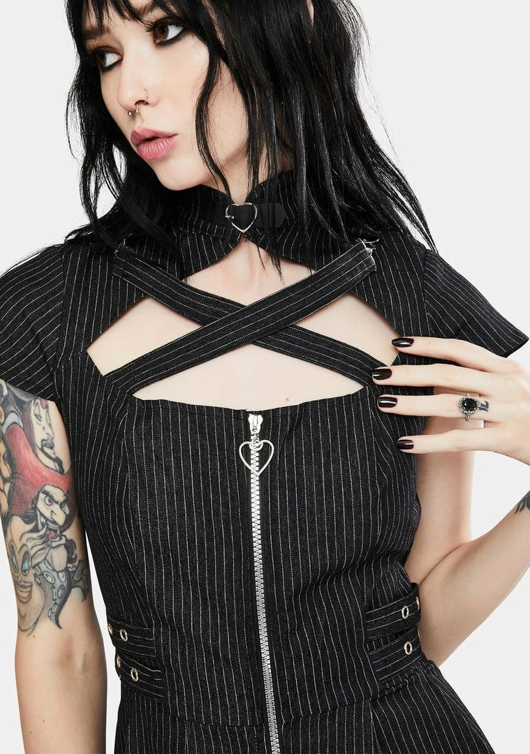 Jawbreaker Manson Pinstripe Skater Dress
